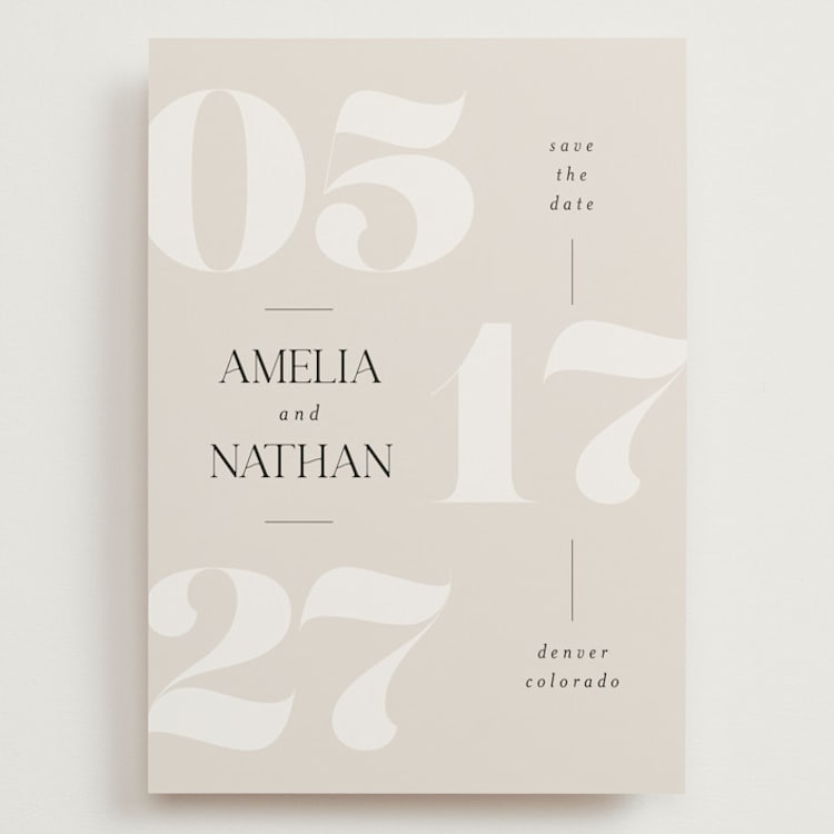 "Ruled" - Save the Dates in Almond by Heather Cairl - Front