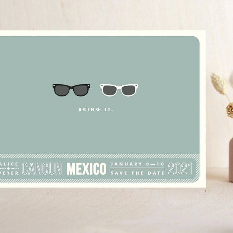 "Shades" - Save the Dates in Celadon by Olive and Violet - Front