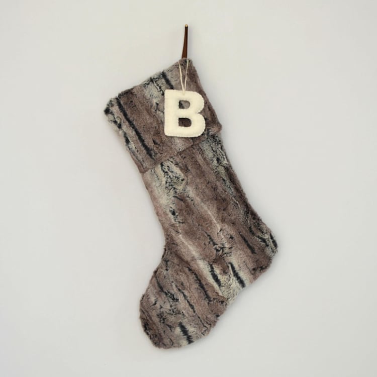 "Personalized Christmas Stocking, Brown Faux Fur" - Stockings in brown by TwentyEight12