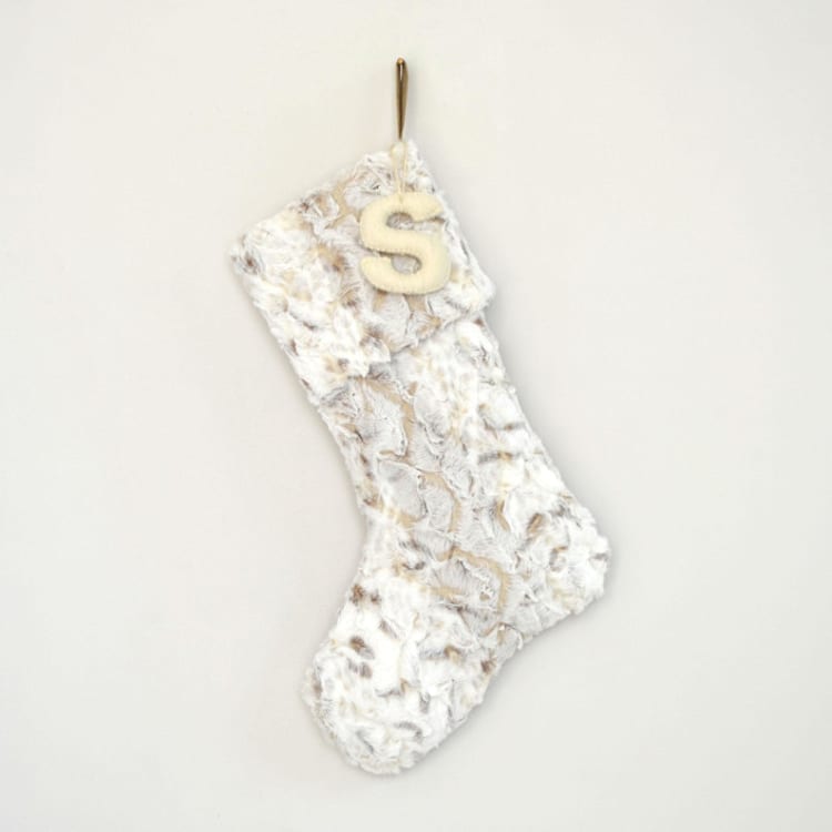"Personalized Christmas Stocking, Neutral Faux Fur" - Stockings in beige by TwentyEight12