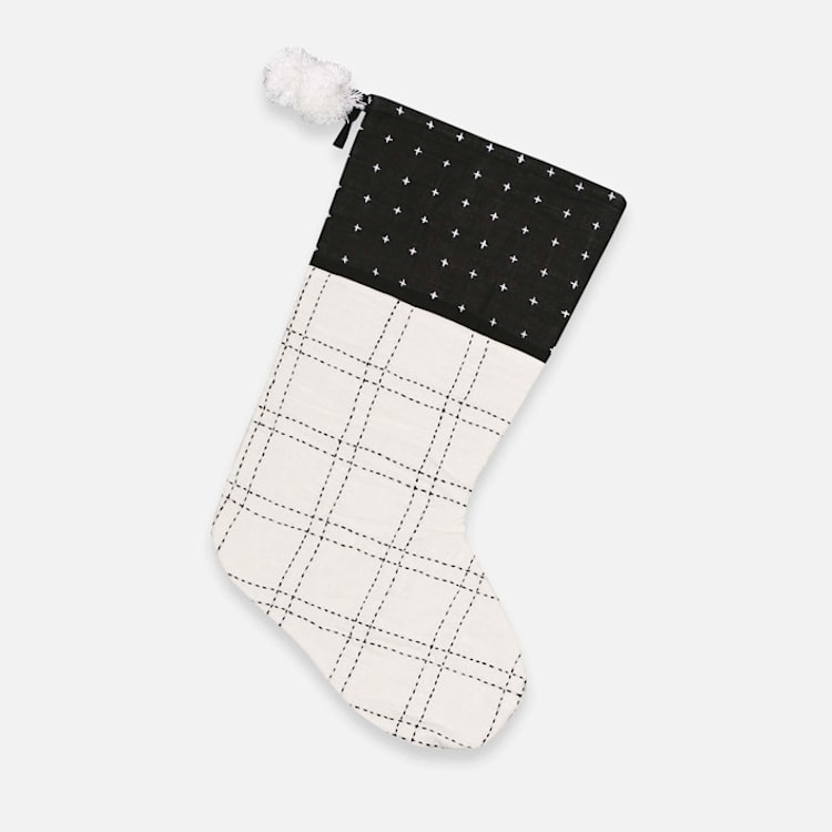 "Embroidered Monochromatic Holiday Stocking - Bone" - Stockings in white by Anchal