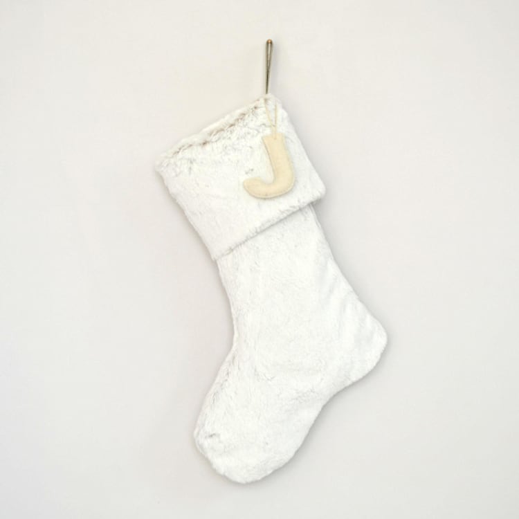 "Personalized Christmas Stocking, White Faux Fur" - Stockings in white by TwentyEight12