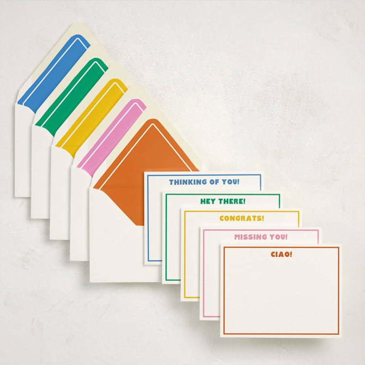 "Modern Greetings (set of 10)" - Stationery Set in Colorful by Minted