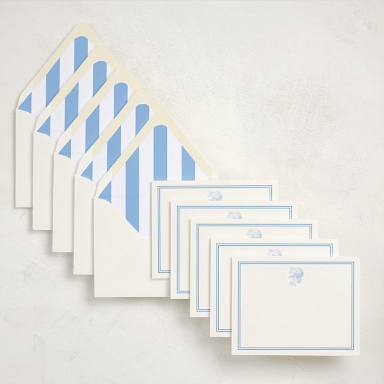 "Hydrangea Hello (set of 10)" - Stationery Set in Sky by Megan Davis