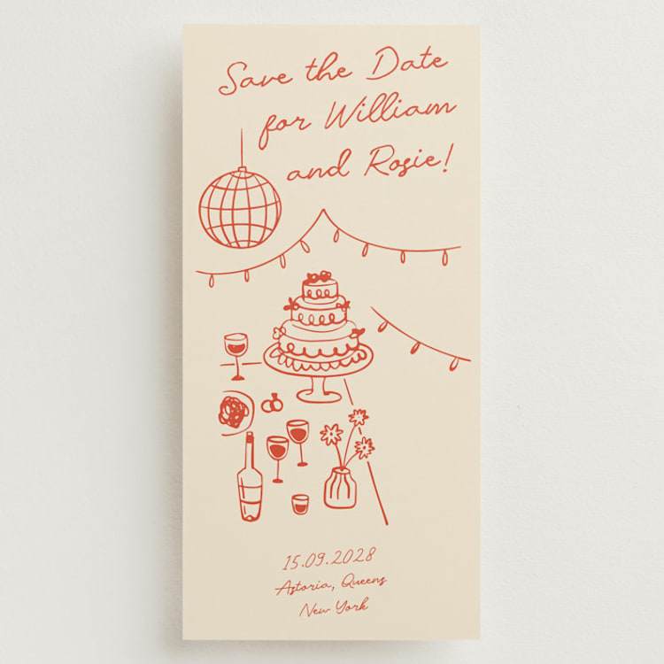 "Party On!" - Save the Dates in Sangria Spark by Zove Ahhh - Front