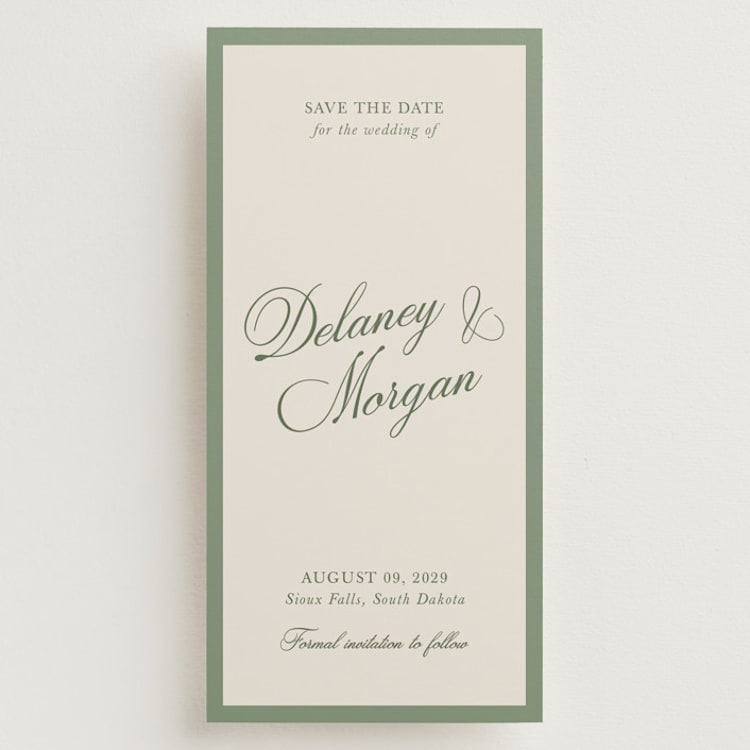 "classic bold border" - Save the Dates in Olive by Cass Loh - Front
