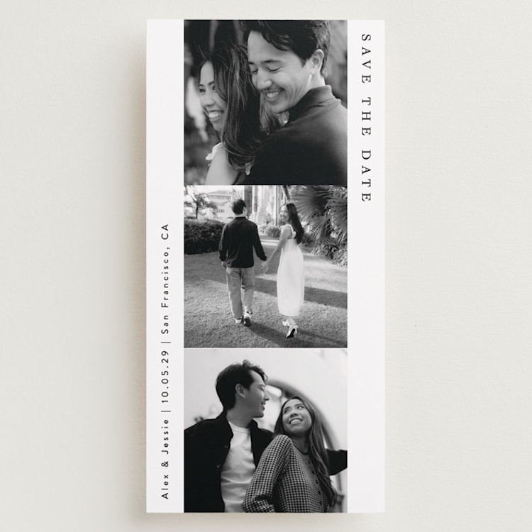 "Stacked Photo Strip" - Save the Dates in Tuxedo by Alethea and Ruth - Front