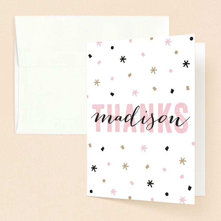 "Confetti" - Sweet Sixteen Party Thank You Cards in North Star by Dennis Smith - Front