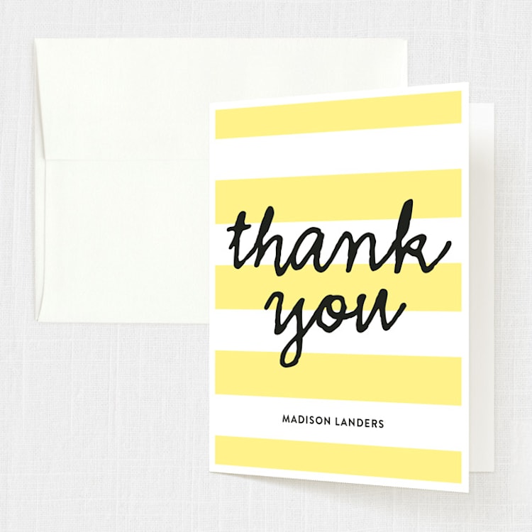 "Stripes" - Sweet Sixteen Party Thank You Cards in Corn by Dennis Smith - Front