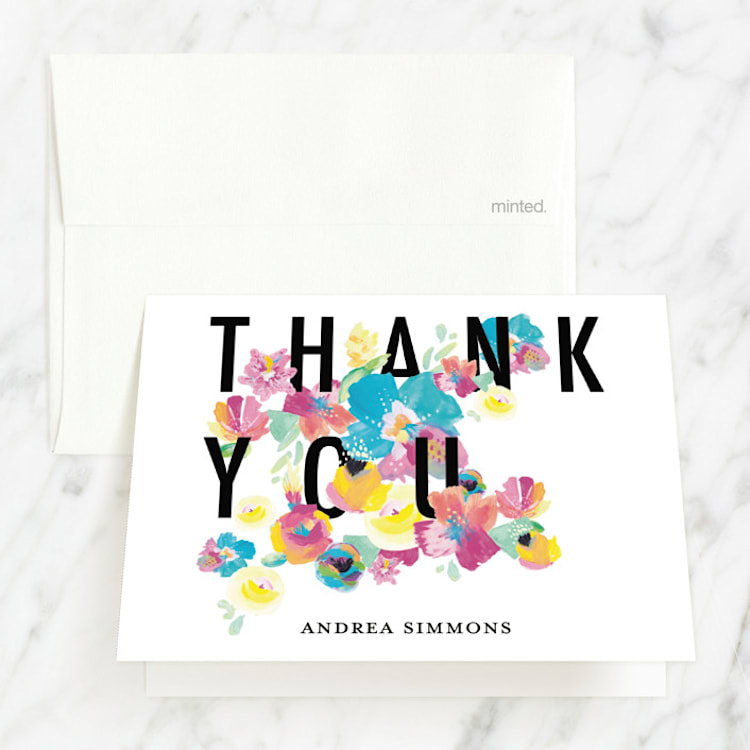 "Floral Sixteenth" - Sweet Sixteen Party Thank You Cards in Aquamarine by Lady Noble - Front