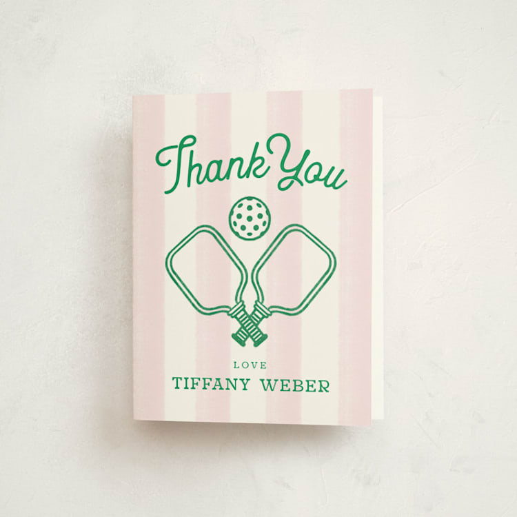 "Hit the Court" - Sweet Sixteen Party Thank You Cards in Petal by Kiersten Garner - Front