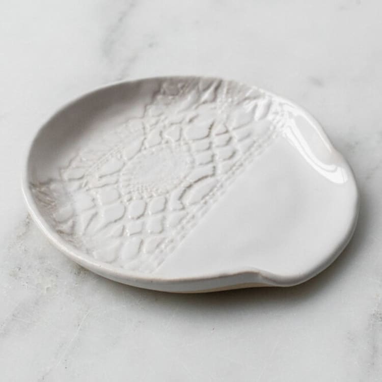 "Lace Spoon Rest - White" - Serving Utensils in white by Handmade Studio TN