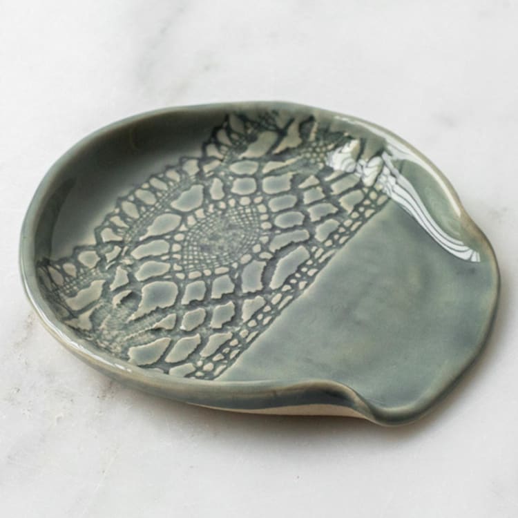 "Lace Spoon Rest - Moss" - Serving Utensils in green by Handmade Studio TN