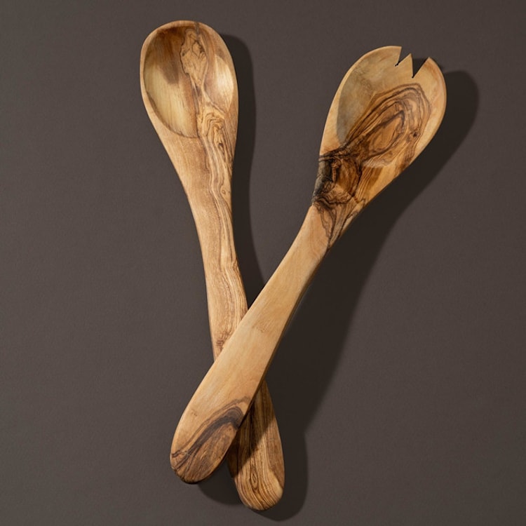 "Olive Wood Utensils Serving Set" - Serving Utensils in beige by Powered By People