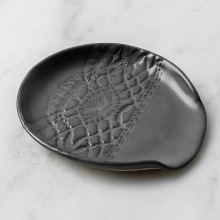 "Lace Spoon Rest - Gunmetal" - Serving Utensils in gray by Handmade Studio TN