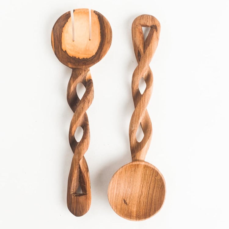 "Spiral Salad Servers" - Serving Utensils in beige by Powered By People