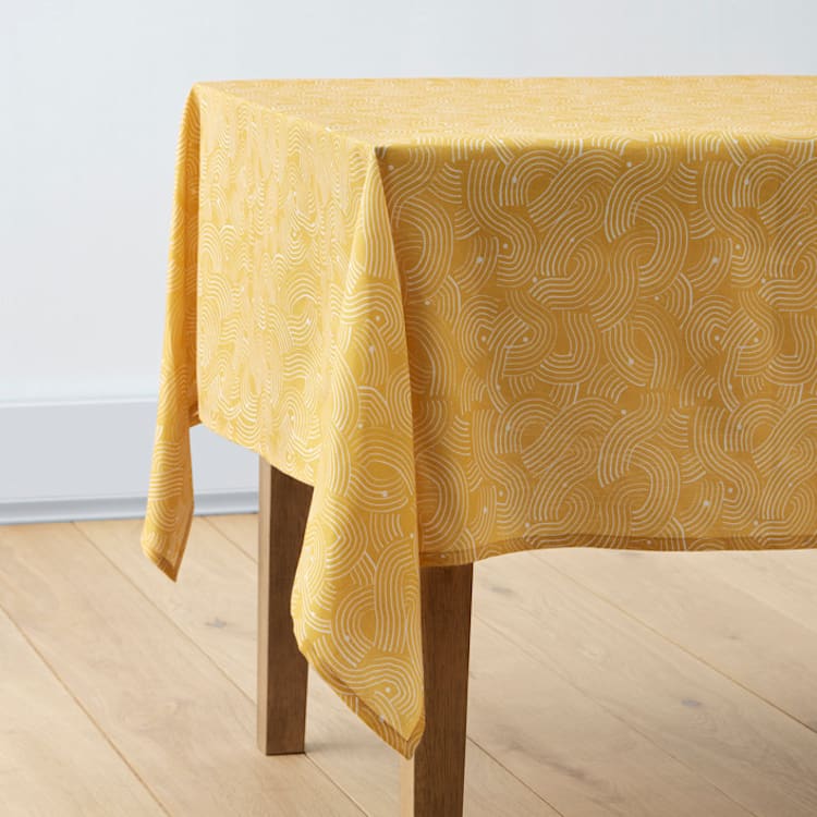 "Sunshine Wave" - Tablecloth in Golden by Lise Gulassa - Tablecloth