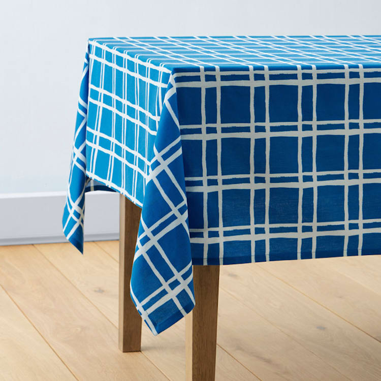 "Window Plaid" - Tablecloth in Brilliant by Blustery August - Tablecloth