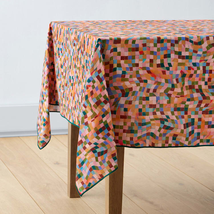 "Good Things Take Time" - Tablecloth in Vibrant by Kimberly Young - Tablecloth