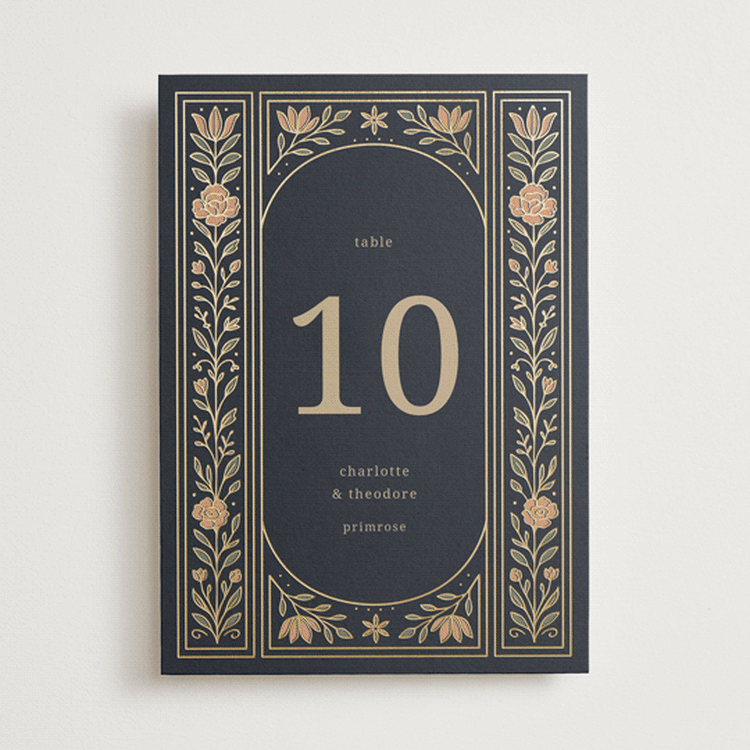 "Botanical Tapestry" - Table Numbers in Navy by Jess Rosa Beck - Front