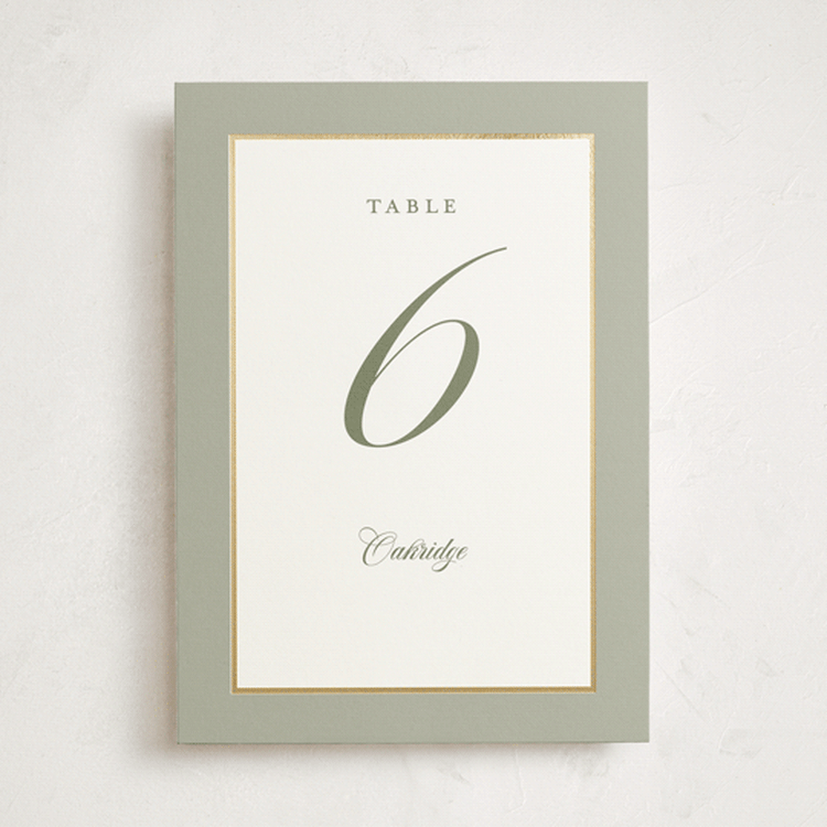 "Country Elegance" - Table Numbers in Sage by Lucrecia Caporale - Front