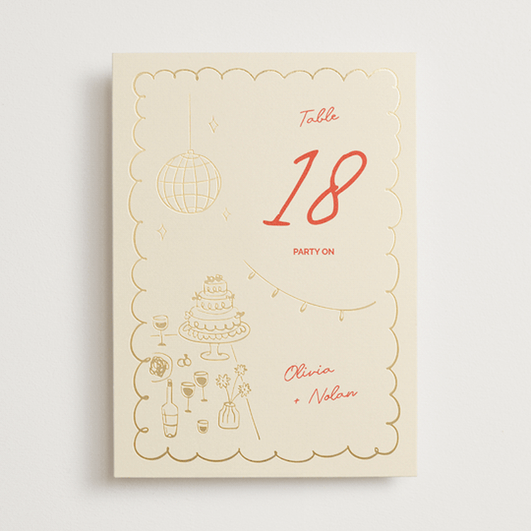 "Party On!" - Table Numbers in Sangria Spark by Zove Ahhh - Front