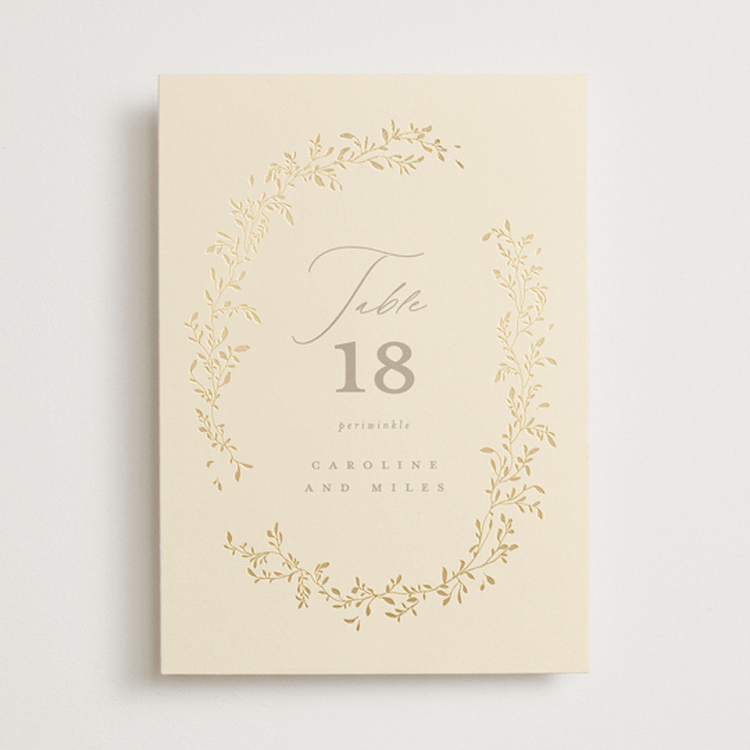 "Leafy Garland" - Table Numbers in Sand by Creo Study - Front