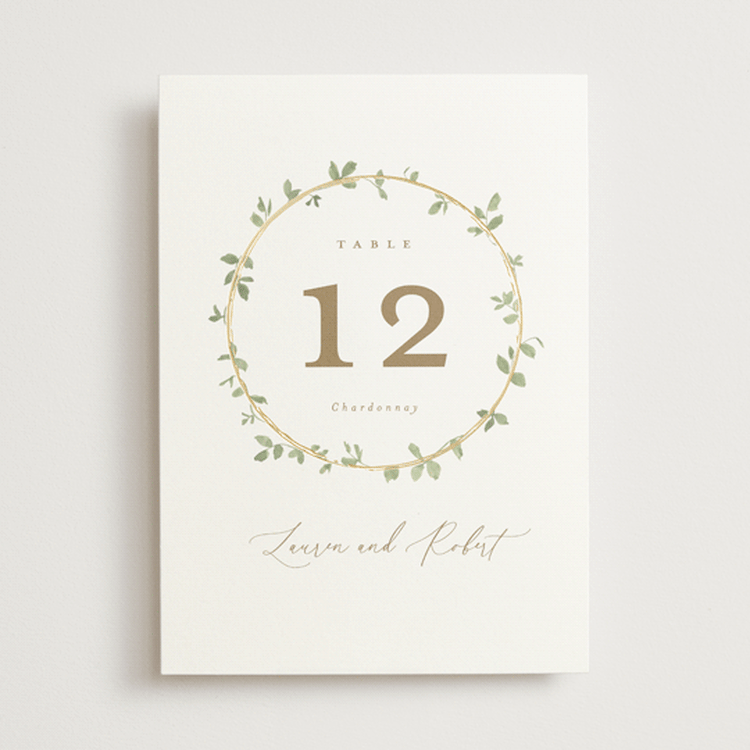 "Canopy" - Table Numbers in Ivy by Everett Paper Goods - Front