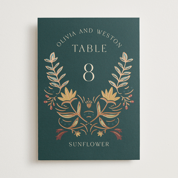 "Autumnal Arch" - Table Numbers in Deep Sea by Erin German - Front