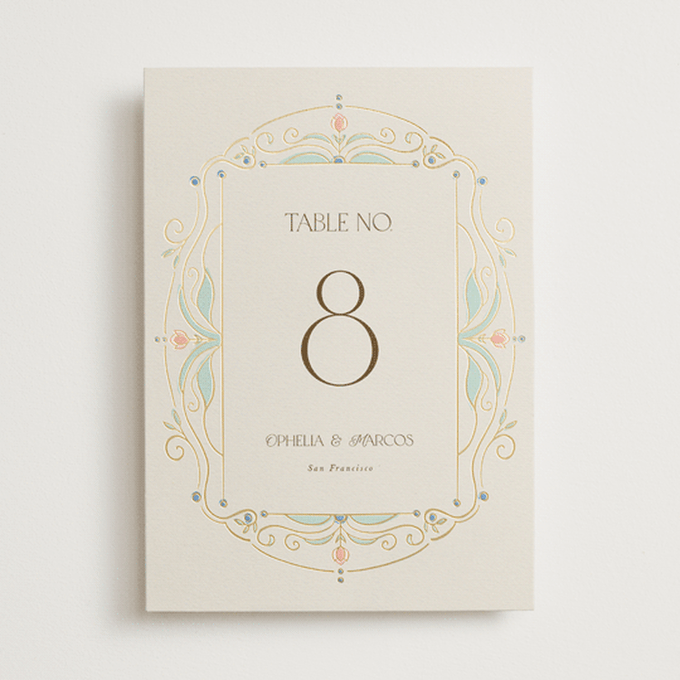 "Ornate Elegance" - Table Numbers in Ivory by Maria Hilas-Louie - Front
