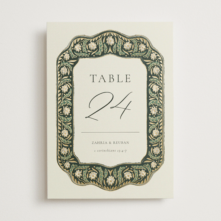 "Frame" - Table Numbers in Emerald by Jen Owens - Front