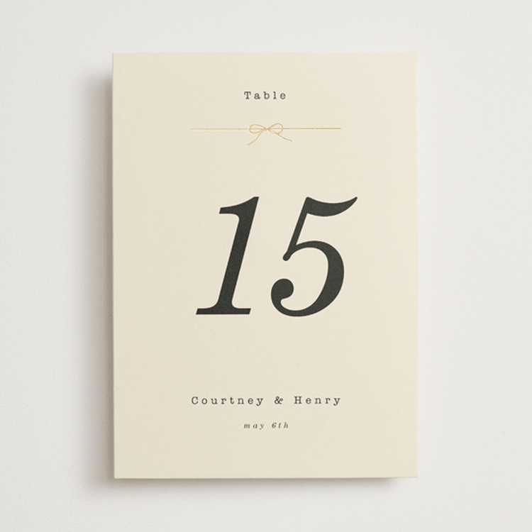 "Bow Tie" - Table Numbers in Ivory by Baumbirdy - Front