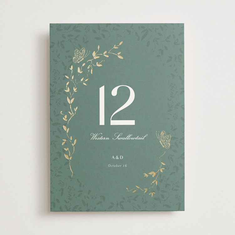 "Southern Romance" - Table Numbers in Eucalyptus by Simona Camp - Front