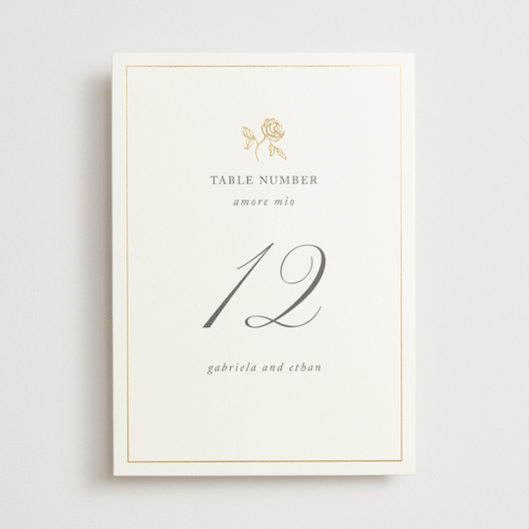 "Here With You" - Table Numbers in Classic Bride by Design Lotus - Front