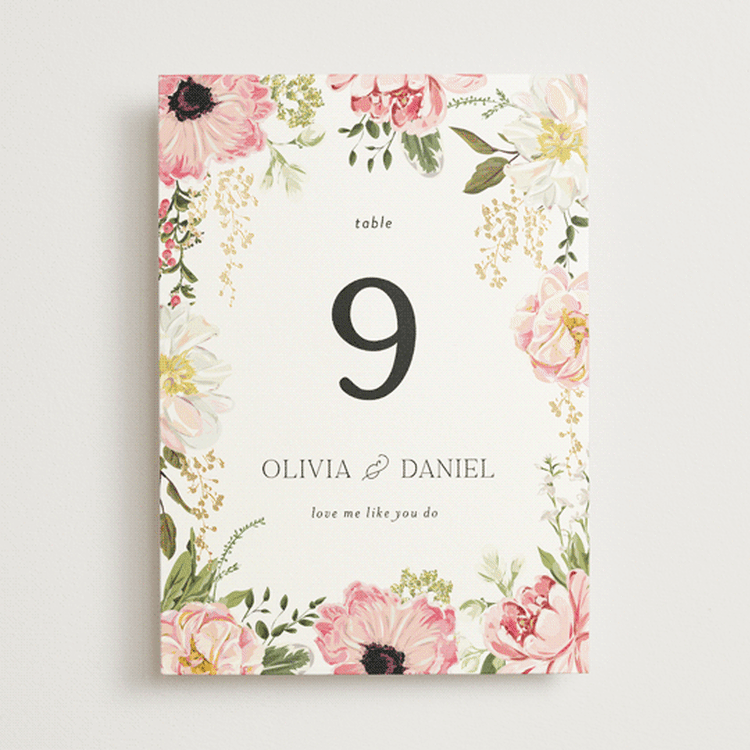 "Timeless Blooms" - Table Numbers in Peony by Susan Moyal - Front