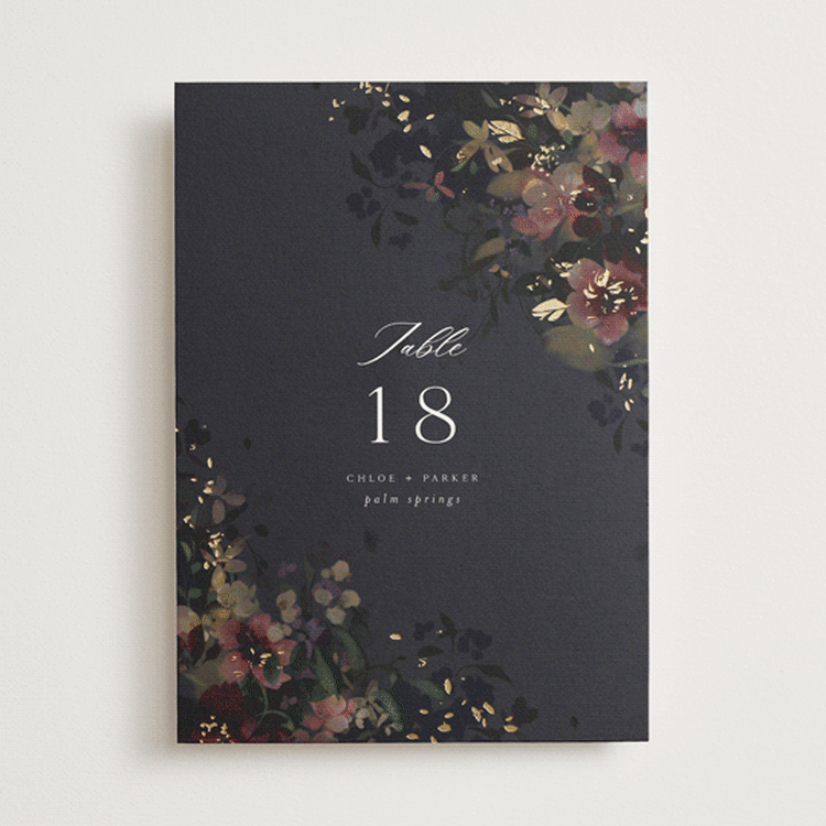 "Vintage Rose Garden" - Table Numbers in Midnight by Grace Kreinbrink - Front