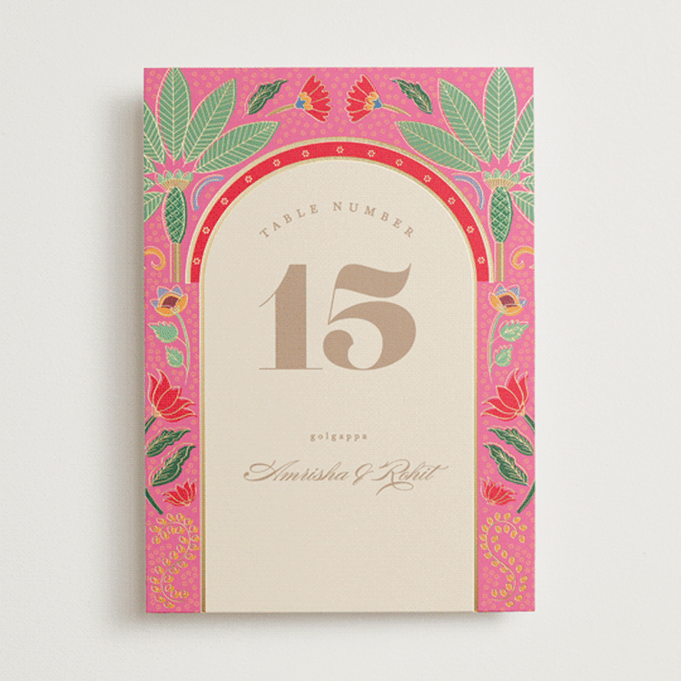 "Indian garden" - Table Numbers in Pistachio by Creo Study - Front