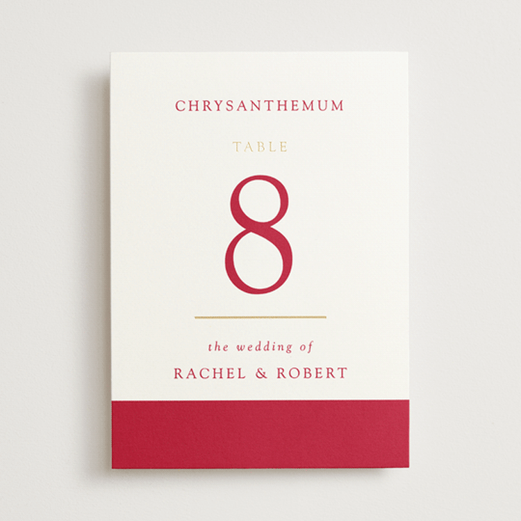 "Double Peony" - Table Numbers in Ruby by Janean Hinger - Front