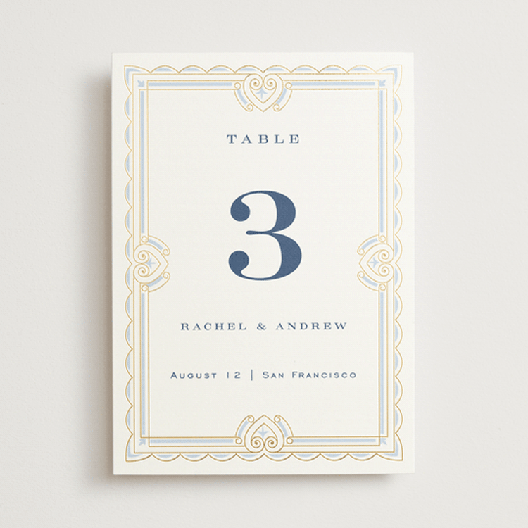 "Aurelia" - Table Numbers in Dusty Blue by Janean Hinger - Front