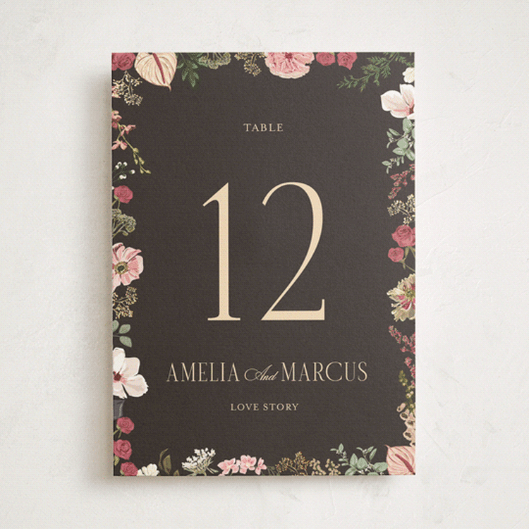 "Flouriishing" - Table Numbers in Blush by Susan Moyal - Front