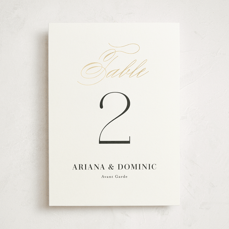 "Gilded Ampersand" - Table Numbers in Cotton by Jennifer Postorino - Front