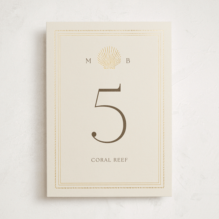 "Seaside" - Table Numbers in Champagne by Griffinbell Paper Co. - Front