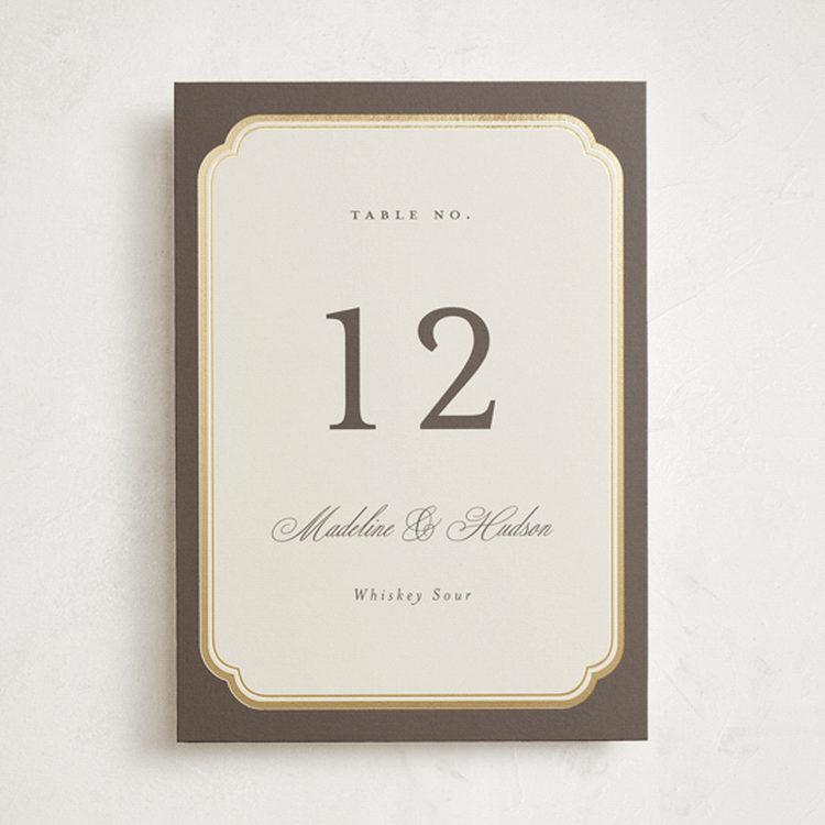 "Arch Frame" - Table Numbers in Cognac by Emily Betts - Front