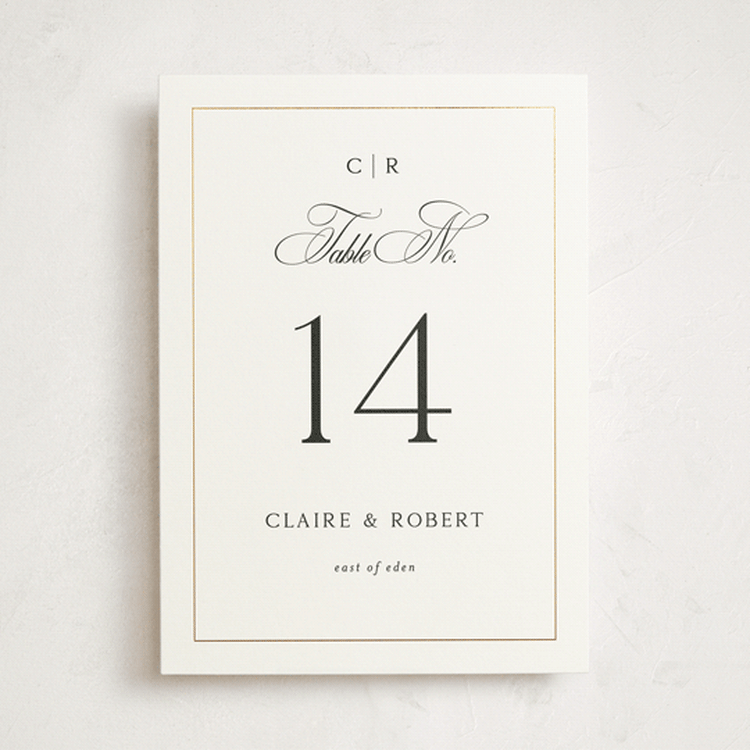 "Monogram Script" - Table Numbers in Silk by Kelly Schmidt - Front