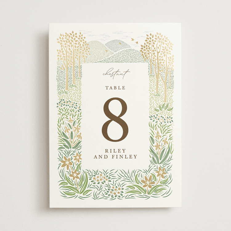 "In the country" - Table Numbers in Forest by Paper Sun Studio - Front