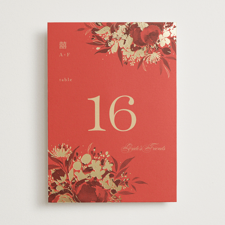 "Happiness" - Table Numbers in Cherry by Shannon Chen of Four Wet Feet Studio - Front