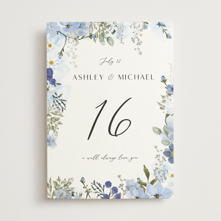 "Layered florals" - Table Numbers in Serenity by Susan Moyal - Front