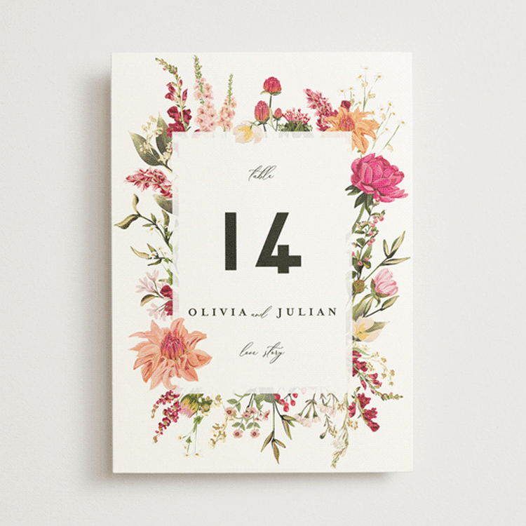 "Lush" - Table Numbers in Magenta by Susan Moyal - Front