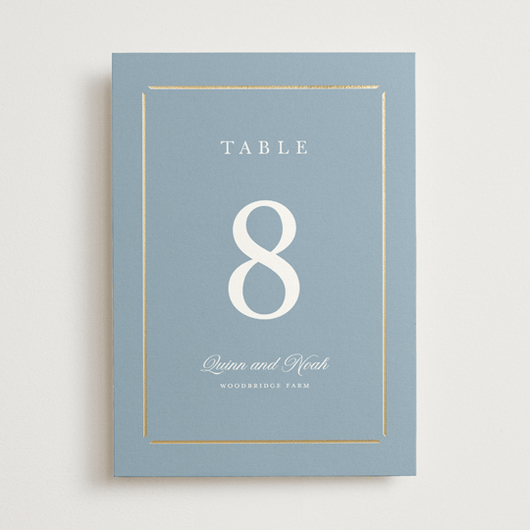 "Elegant bevel" - Table Numbers in Dusty Blue by Stacey Meacham - Front