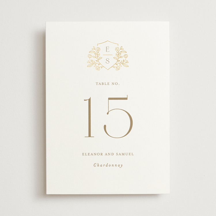 "Gold Crest" - Table Numbers in Ivory by Mansi Verma - Front
